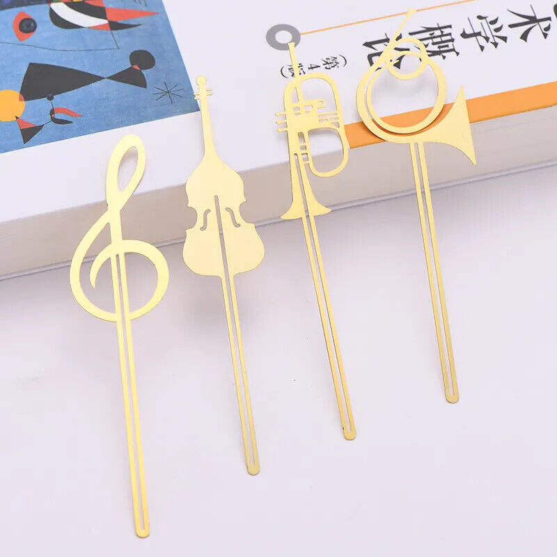 Musical Instrument Book - Marcapáginas de instrumentos musicales dorados de