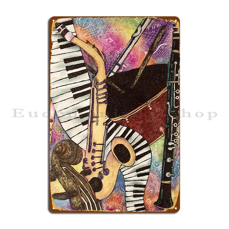 Musical Instrument Sign - Cartel de placa de Metal de