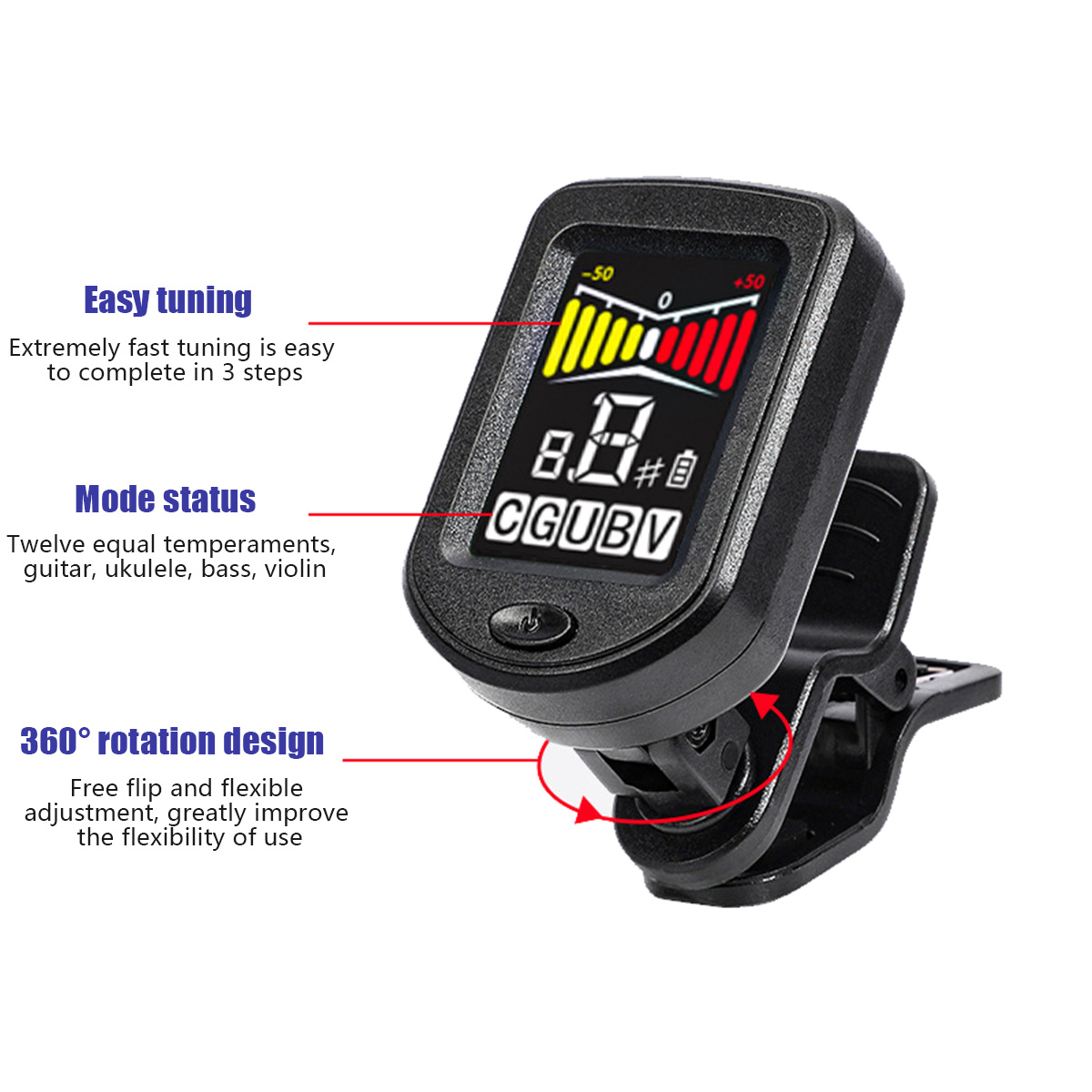Afinador de guitarra con clip  - Musical Instrument In English reseña y precio